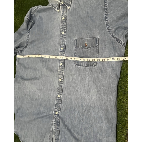 Polo Ralph LAUREN Denim Flesh Pony Western Workwear Shirt Vintage XLT - Picture 7 of 8